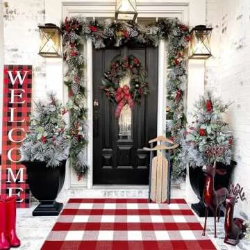 Buffalo Plaid Christmas Door Mat Washable Decor 27.5"x43"