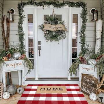 Buffalo Plaid Christmas Door Mat Washable Decor 27.5"x43"