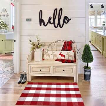 Buffalo Plaid Christmas Door Mat Washable Decor 27.5"x43"