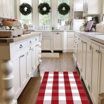 Buffalo Plaid Christmas Door Mat Washable Decor 27.5"x43"