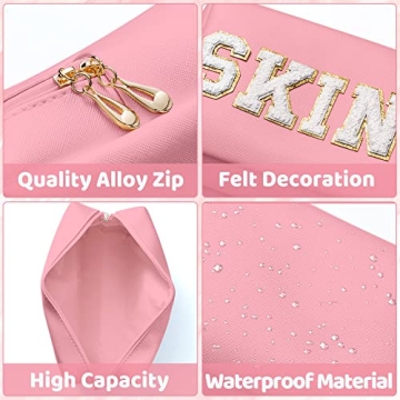 Stylish Y1tvei Pink Cosmetic Toiletry Bag for Travel