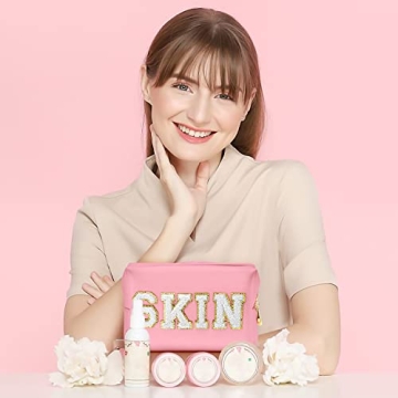 Stylish Y1tvei Pink Cosmetic Toiletry Bag for Travel