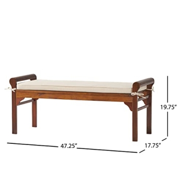 Christopher Knight Nelson Wood Bench with Comfortable Cushion