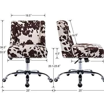 Stylish Cow Print Office Chair - Adjustable & Comfortable