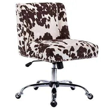 Stylish Cow Print Office Chair - Adjustable & Comfortable