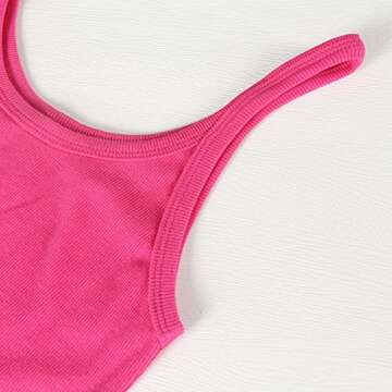 Artfish Women's Sleeveless Tank Top Form Fitting Scoop Neck Ribbed Knit Basic Cami Shirts Hot Pink, S