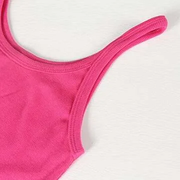 Artfish Women's Sleeveless Tank Top Form Fitting Scoop Neck Ribbed Knit Basic Cami Shirts Hot Pink, S