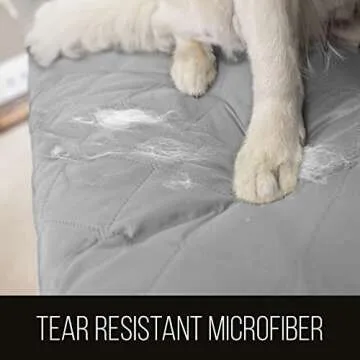 Sofa Shield Loveseat Slip Cover with Patented Strap, Cushion Protector, Reversible Stain, Dog Tear Resistant Slipcover, Quilted Microfiber 54” Seat, Washable Covers, Dogs Pets Kids Light Gray Charcoal