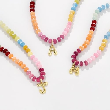 KissYan Colorful Initial Necklace for Women
