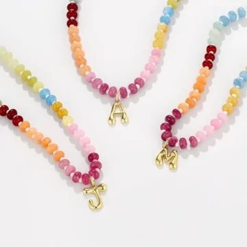 KissYan Colorful Initial Necklace for Women