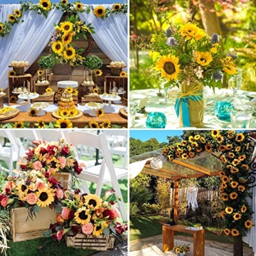 AGEOMET 32pcs 3.5" Artificial Sunflowers for Home Decor