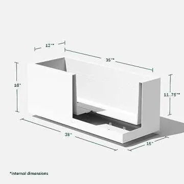 Veradek Block Series Long Box Planter - Large Rectangular Planter for Indoor or Outdoor Patio/Porch | Durable All-Weather Use with Drainage Holes | Modern Décor for Tall Plants, Flowers or Shrubs