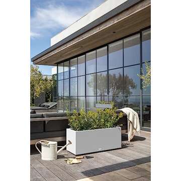 Veradek Block Series Long Box Planter - Large Rectangular Planter for Indoor or Outdoor Patio/Porch | Durable All-Weather Use with Drainage Holes | Modern Décor for Tall Plants, Flowers or Shrubs