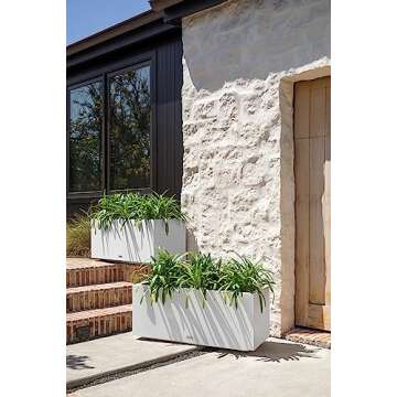 Veradek Block Series Long Box Planter - Large Rectangular Planter for Indoor or Outdoor Patio/Porch | Durable All-Weather Use with Drainage Holes | Modern Décor for Tall Plants, Flowers or Shrubs