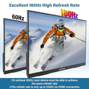 InnoView 2K 180HZ Portable Monitor - 18" Gaming Display for PS5 & PC