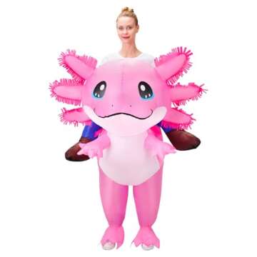 Stegosaurus Axolotl Costume Inflatable Costume for Adult Halloween Costumes Air Blow up Costumes Funny Ride on Axolotl Costume for Cosplay Party