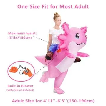 Stegosaurus Axolotl Costume Inflatable Costume for Adult Halloween Costumes Air Blow up Costumes Funny Ride on Axolotl Costume for Cosplay Party