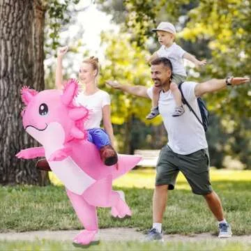 Stegosaurus Axolotl Costume Inflatable Costume for Adult Halloween Costumes Air Blow up Costumes Funny Ride on Axolotl Costume for Cosplay Party