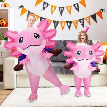 Stegosaurus Axolotl Costume Inflatable Costume for Adult Halloween Costumes Air Blow up Costumes Funny Ride on Axolotl Costume for Cosplay Party