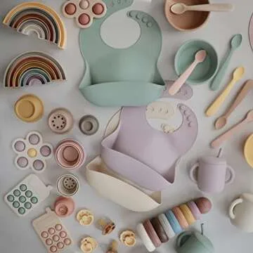 mushie Silicone Baby Feeding Spoons | 2 Pack (Dried Thyme/Natural)