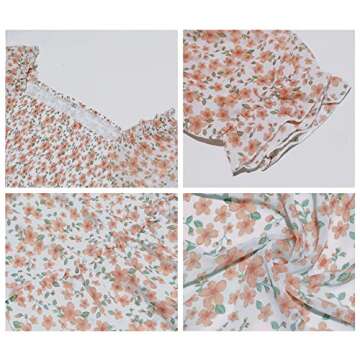 Vaiaye Women's Spring Summer Floral Smocked Midi Dress Square Neck Casual Boho Long Flowy Tiered Holiday Beach Sun Dresses(D2223030OG0S) Orange