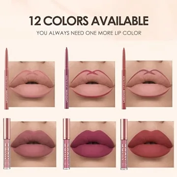 SUMEITANG 12Pcs Lip Liner and Lipstick Makeup Set