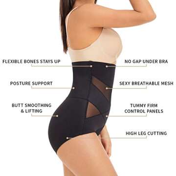 MOVWIN Shapewear for Women Tummy Control - Body Shaper Slimming Black