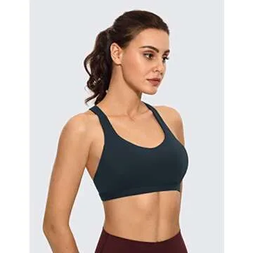 CRZ YOGA Strappy V Neck Sports Bras for Women - Criss Cross Back Wireless Padded Workout Yoga Bra Tr...