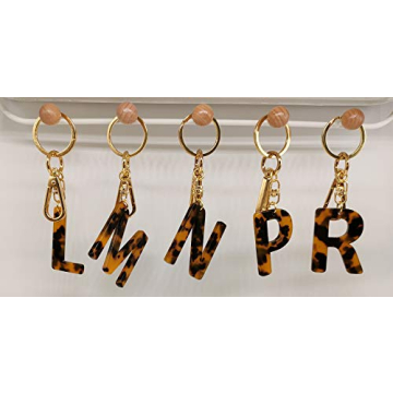 Trendy Leopard Print Keychain with Initial Letter