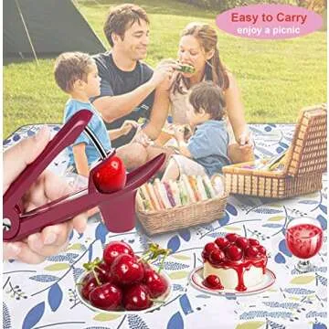 Cherry Pitter Olive Pitter Tool, Cherry Pitter Remover, Fruit Pit Core Remover with Space-Saving Loc...