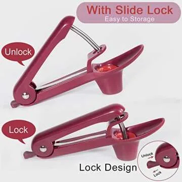 Cherry Pitter Olive Pitter Tool, Cherry Pitter Remover, Fruit Pit Core Remover with Space-Saving Lock Design for Make Fresh Cherry Dishes, Cherry Pie and Jam and Cocktail Cherries