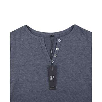 OUGES Womens Long Sleeve V-Neck Button Henley Tops Business Dressy Casual Blouse T Shirt(Blue Purple,M)