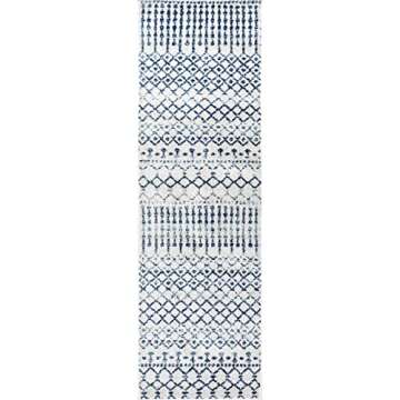 nuLOOM 2x8 Moroccan Blythe Area Rug, Light Blue, Faded Bohemian Design, Stain Resistant, For Bedroom, Dining Room, Living Room, Hallway, Office, Kitchen, Entryway