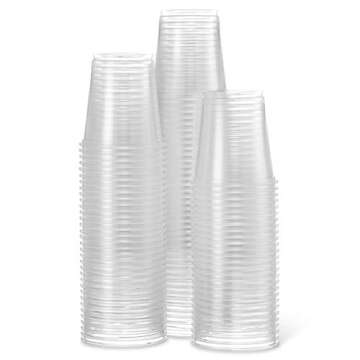 [100 Cups] Settings 3 Oz Clear Plastic Disposable Reusable Cups For Drinking, Bathroom, Rinsing, Tes...