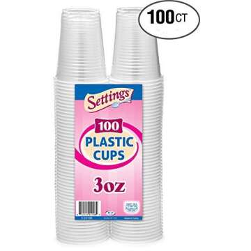 [100 Cups] Settings 3 Oz Clear Plastic Disposable Reusable Cups For Drinking, Bathroom, Rinsing, Tests, Medication, Party, Home, Office, Water, Juice,