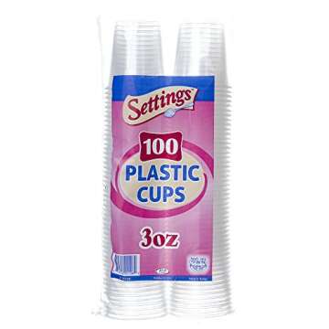 [100 Cups] Settings 3 Oz Clear Plastic Disposable Reusable Cups For Drinking, Bathroom, Rinsing, Tests, Medication, Party, Home, Office, Water, Juice,