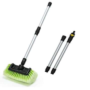 Car Wash Brush 12" with Long Handle with Soft Bristle Scrub Brush for Car, Truck, Boat, RV, House Siding, Deck Camper Exterior Washing Cleaning Green