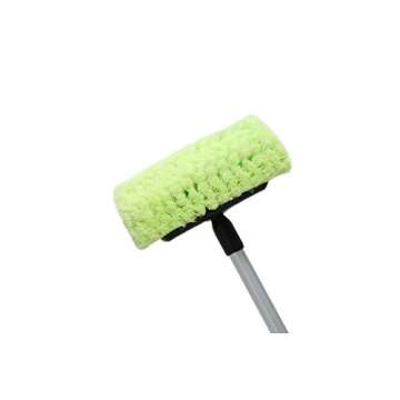 Car Wash Brush 12" with Long Handle with Soft Bristle Scrub Brush for Car, Truck, Boat, RV, House Siding, Deck Camper Exterior Washing Cleaning Green