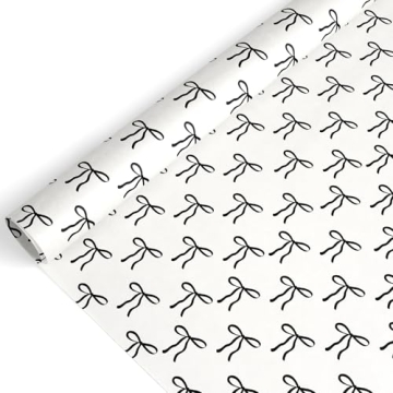 Elegant Black Bow Wrapping Paper Roll for All Occasions 17x32.8 ft