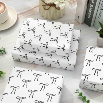 Elegant Black Bow Wrapping Paper Roll for All Occasions 17x32.8 ft