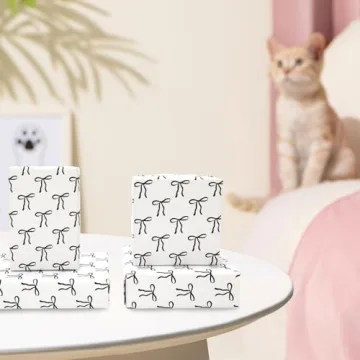 Elegant Black Bow Wrapping Paper Roll for All Occasions 17x32.8 ft