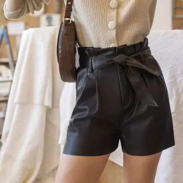 Stylish Faux Leather High Waisted Shorts for Women