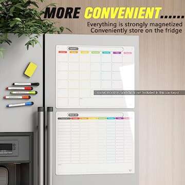 Mag-Fancy Magnetic Chore Chart for Adults & Kids Dry Erase Calendar for Refrigerator Weekly Fridge Schedule Board - Extra Thick Magnet, 5 Dry Erase Markers & 1 Wet Erase Marker & Eraser