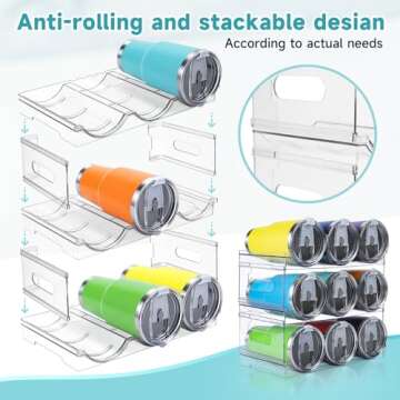 [Large Compartment] Water Bottle Organizer for Stanley 40 oz, 3 Pack Stackable Water Bottle Organizer, Clear Water Bottle Holder for Tumbler Travel Mug Cup, Kitchen Pantry Organization and Storage