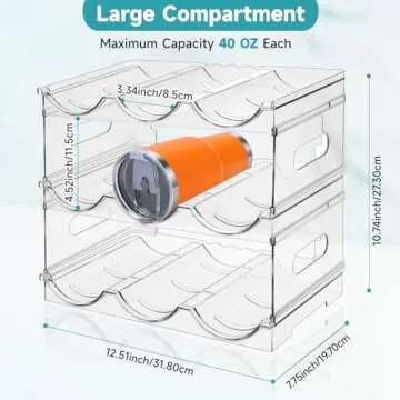 [Large Compartment] Water Bottle Organizer for Stanley 40 oz, 3 Pack Stackable Water Bottle Organizer, Clear Water Bottle Holder for Tumbler Travel Mug Cup, Kitchen Pantry Organization and Storage