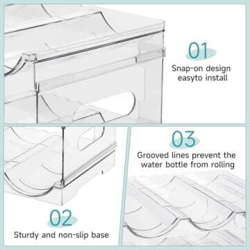 [Large Compartment] Water Bottle Organizer for Stanley 40 oz, 3 Pack Stackable Water Bottle Organizer, Clear Water Bottle Holder for Tumbler Travel Mug Cup, Kitchen Pantry Organization and Storage