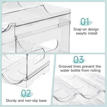 [Large Compartment] Water Bottle Organizer for Stanley 40 oz, 3 Pack Stackable Water Bottle Organizer, Clear Water Bottle Holder for Tumbler Travel Mug Cup, Kitchen Pantry Organization and Storage