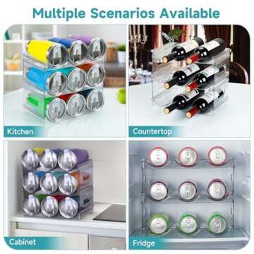 [Large Compartment] Water Bottle Organizer for Stanley 40 oz, 3 Pack Stackable Water Bottle Organizer, Clear Water Bottle Holder for Tumbler Travel Mug Cup, Kitchen Pantry Organization and Storage