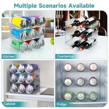 [Large Compartment] Water Bottle Organizer for Stanley 40 oz, 3 Pack Stackable Water Bottle Organizer, Clear Water Bottle Holder for Tumbler Travel Mug Cup, Kitchen Pantry Organization and Storage