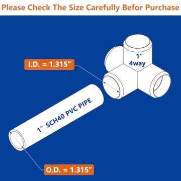 letsFix 1" PVC Fittings 4 Way (10-Pack) Furniture Grade, Elbow Connector, Heavy Duty for DIY Furniture, Frames, UV Resistant - Compatible with 1" Schedule 40 PVC Pipes‌